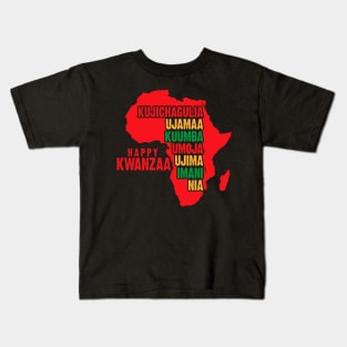 Happy Kwanzaa Red, The Seven Principles of Kwanzaa Kids T-Shirt